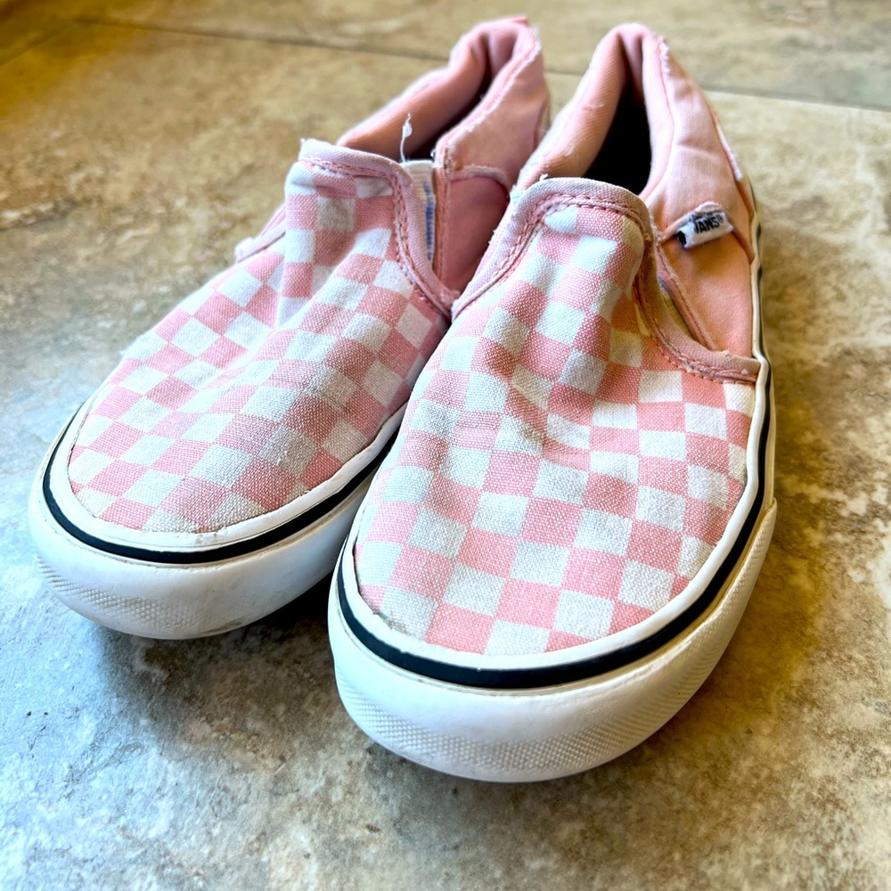 Kids pink van slip on size 2